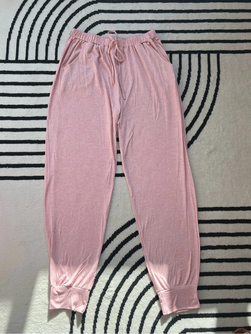 Soft Pink Lounge Set - Top & Drawstring Jogger Pants